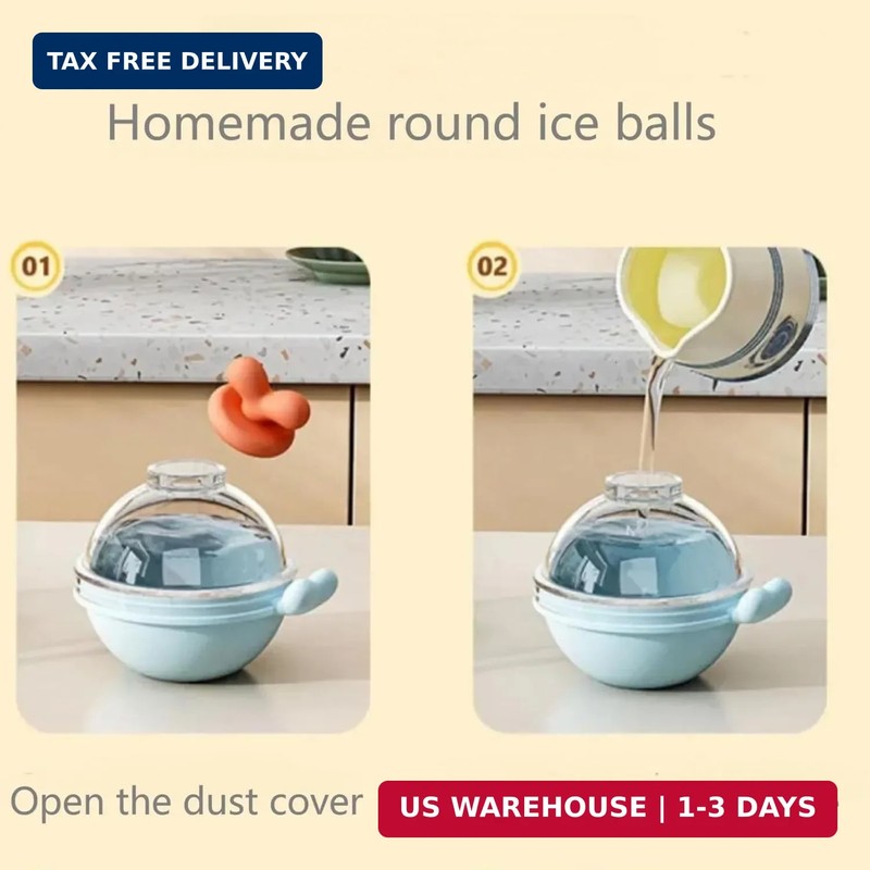 4pcs Ice Cube Mold Ball Boxes with Lid, 2.36in Diameter Large Sphere Ice Maker f gallery