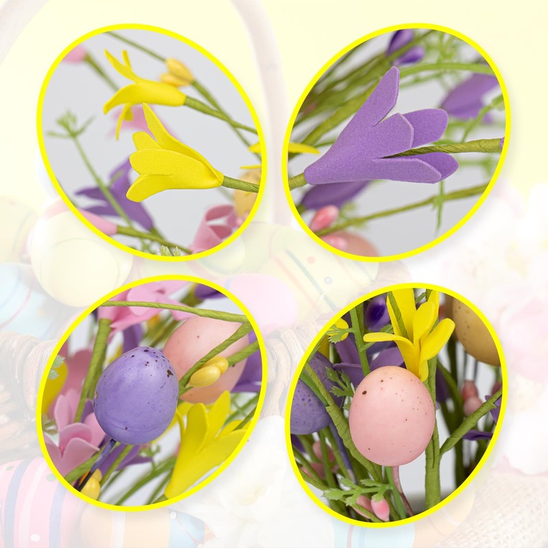 12 Pack Easter Egg Picks Forsythia Flowers Floral Arrangements Centerpiece gallery