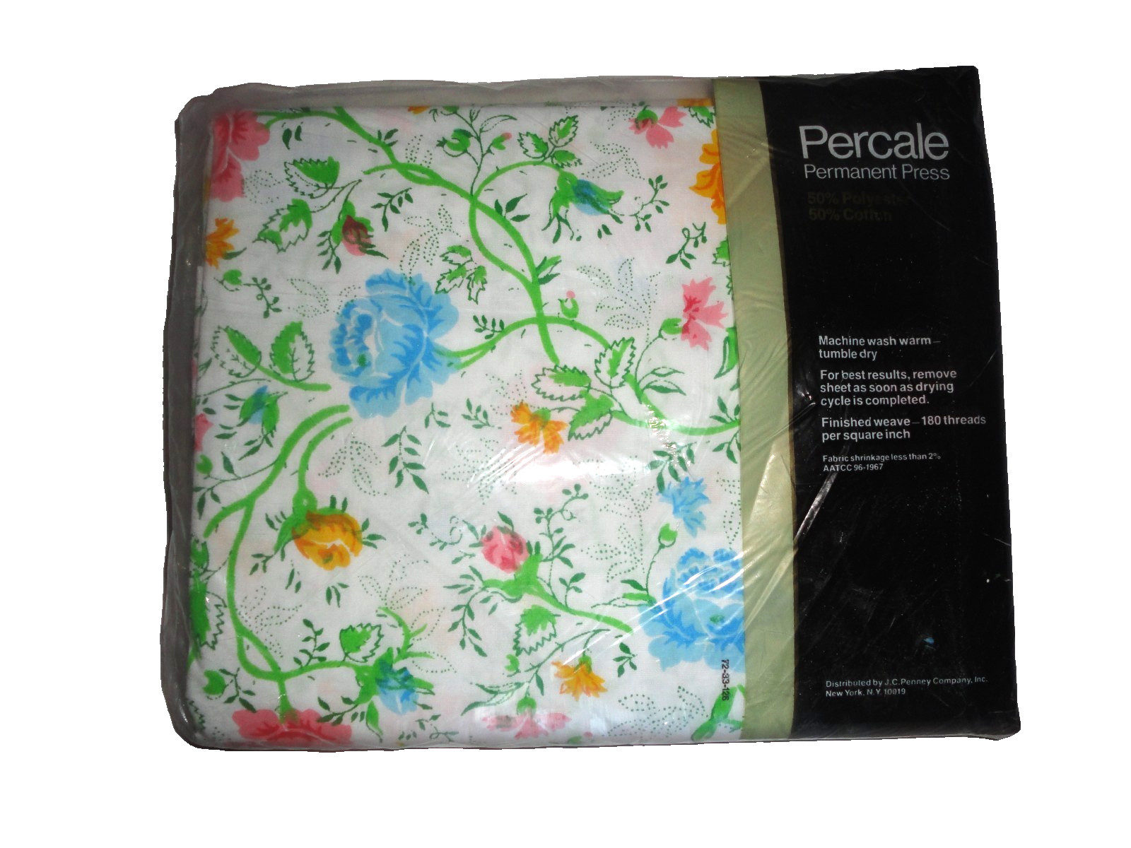 JC PENNEY SPRING BLOOM GREEN PINK BLUE FLORAL (1) FULL FLAT SHEET 81x96 gallery
