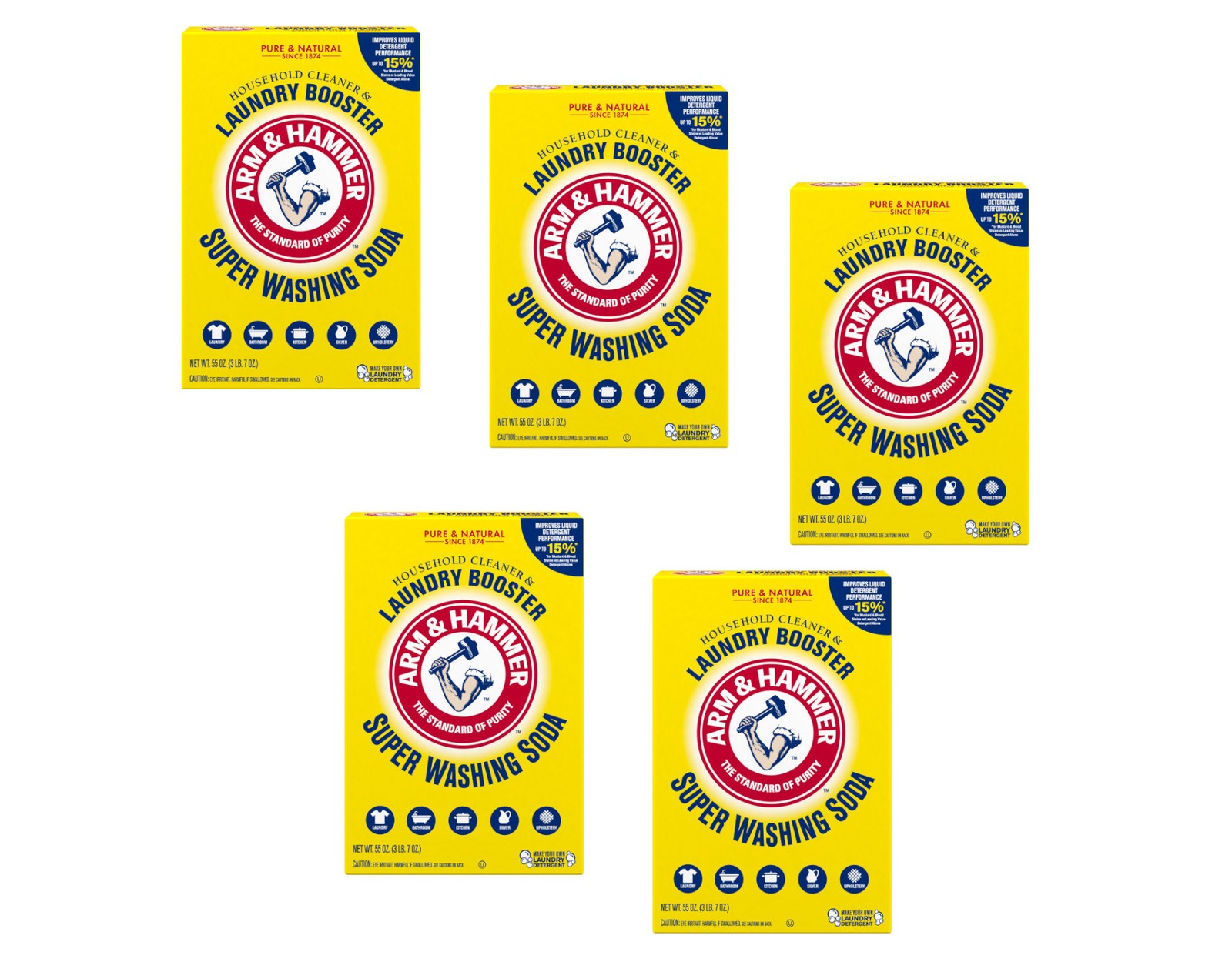 Arm & Hammer Super Washing Soda Laundry Booster, 55oz. - Pack of 5 gallery