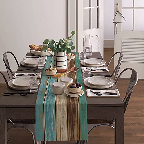 Table Runnerses Long, Teal Turquoise Green Brown 14X48 Inch Green&blue&brown gallery