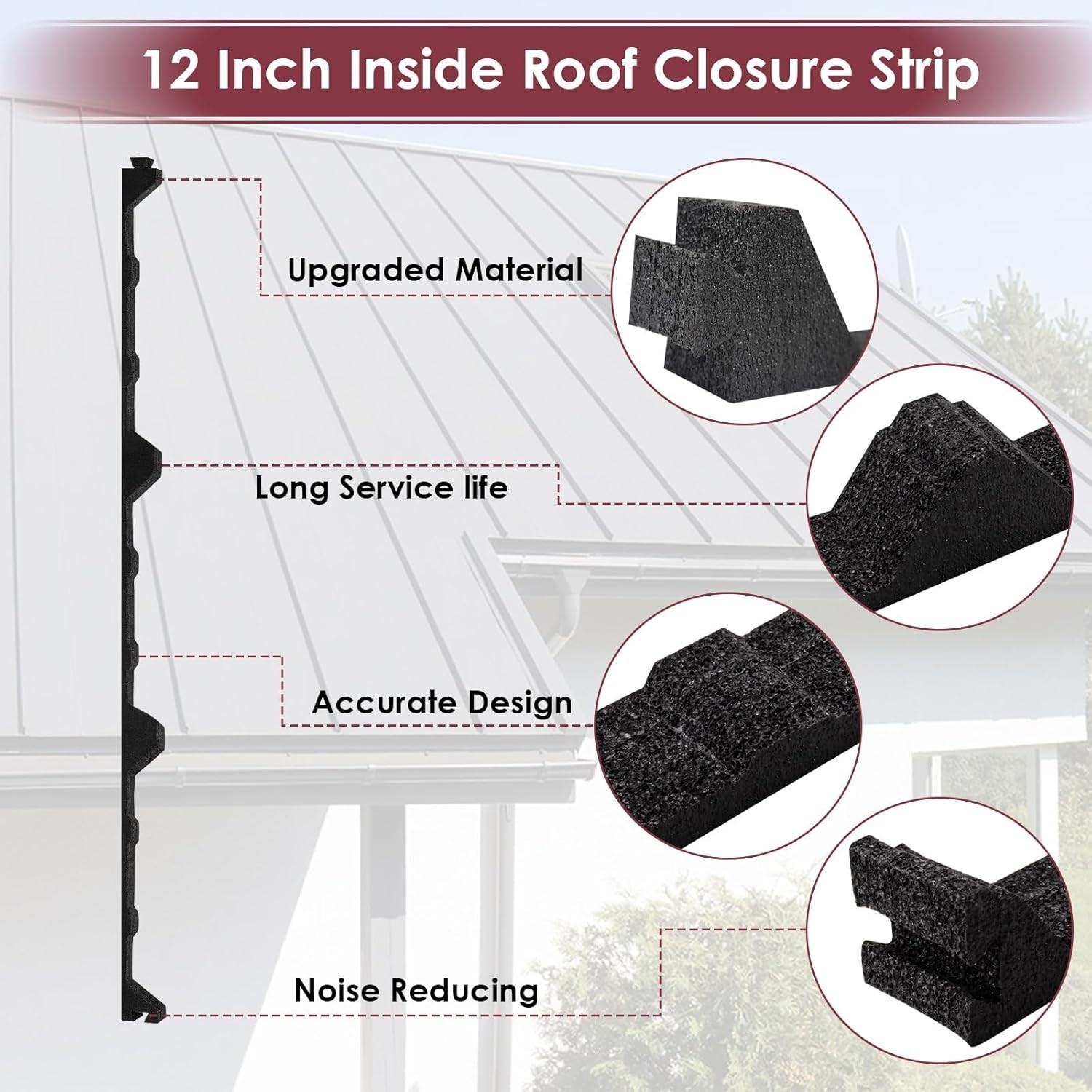 12 in Inside Classic Ribbed Profile Foam Closure Strip for Metal roof Foam Cl... gallery