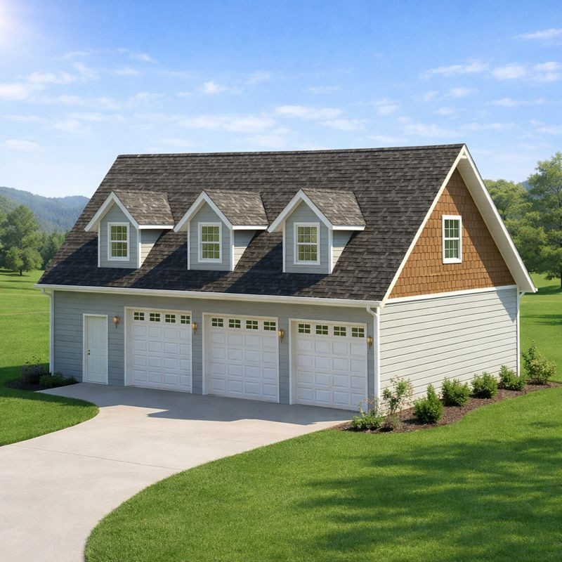 3-Car Garage Plan with Attic Apartment: 28'x48' Detached Building Blueprint gallery