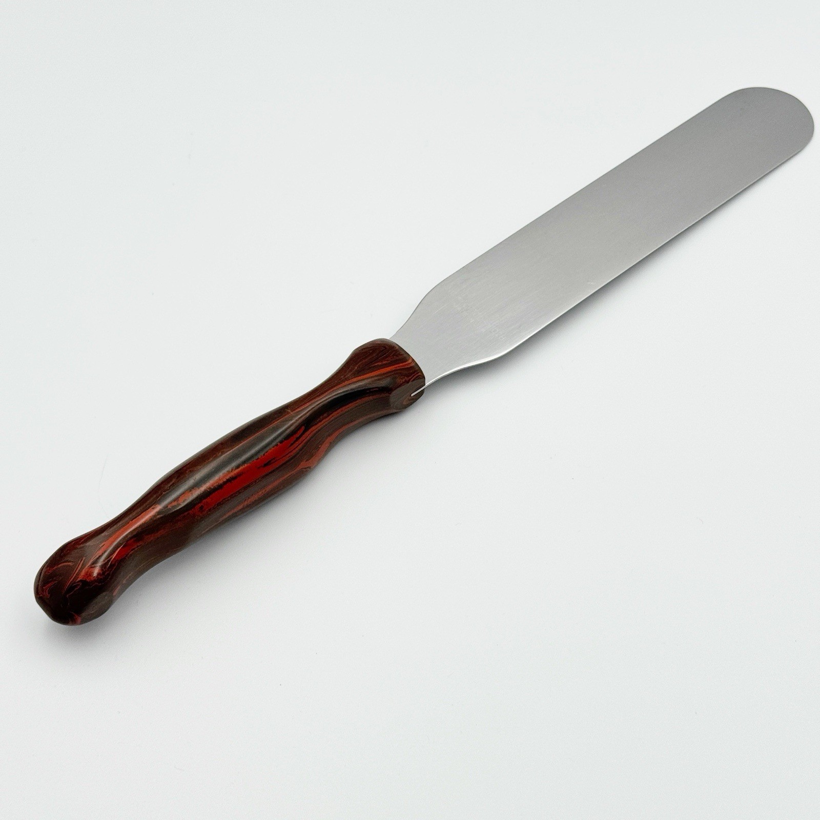 Vintage Cutco #28 7" Professional Spatula Beautiful Brown/Orange Swirl Handle gallery