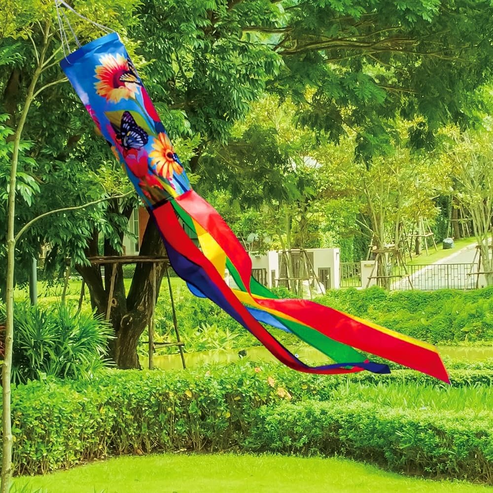 Floral Butterfly Windsock Flag 40 Inch Durable Outdoor Hanging Decoration for Ya gallery