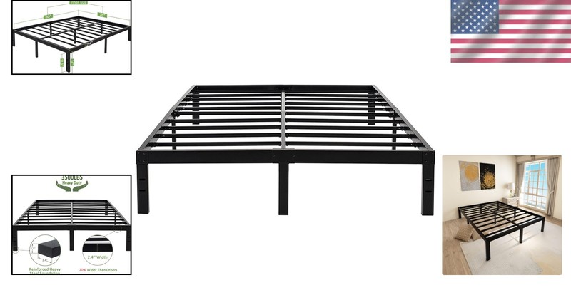 Squeak Resistant 14-Inch Platform Bed Frame - 3500 lbs, Stylish Black Finish gallery