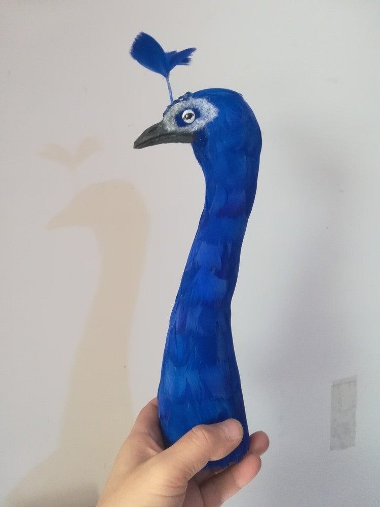 simulation blue peacock head model foam&feather peacock bird head about 30cm