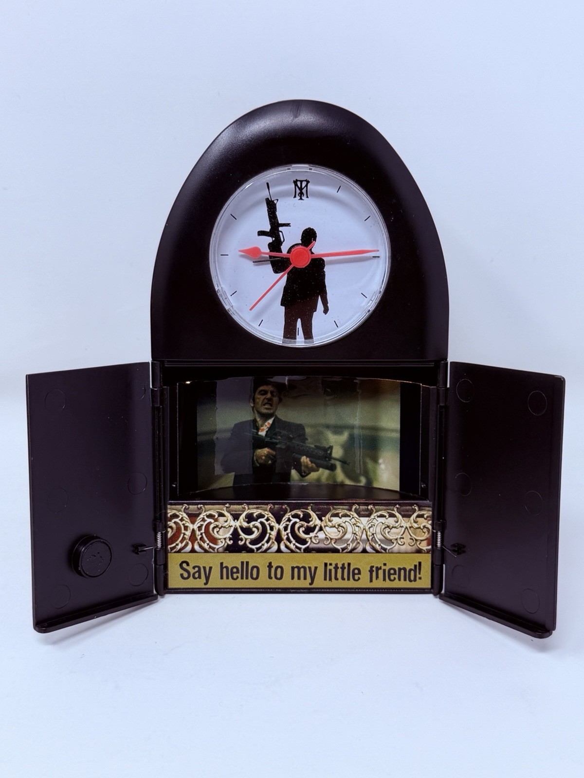 Universal Studios Excalibur SCARFACE Talking Movie Novelty Alarm Clock (RARE) gallery