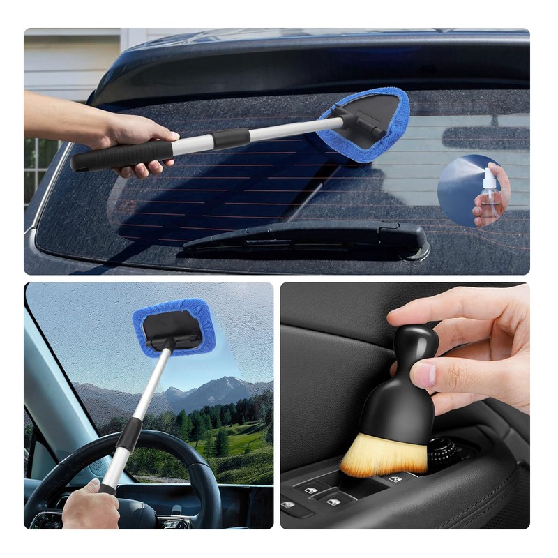 11x Extendable Windshield Cleaner Tool Car Window Cleaning Wash Glass Wiper Kit gallery