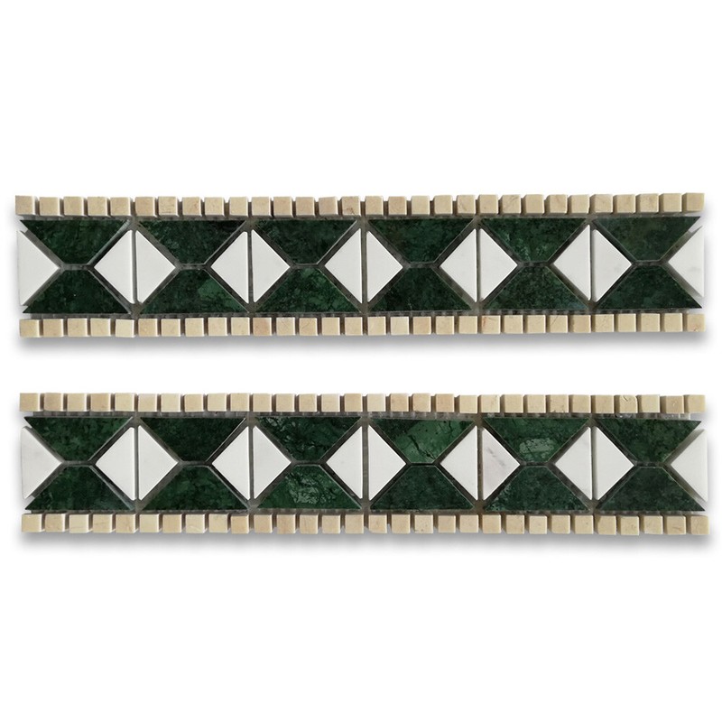 B0037P Marble Mosaic Border Listello Accent Tile Tahitian Green Polished gallery
