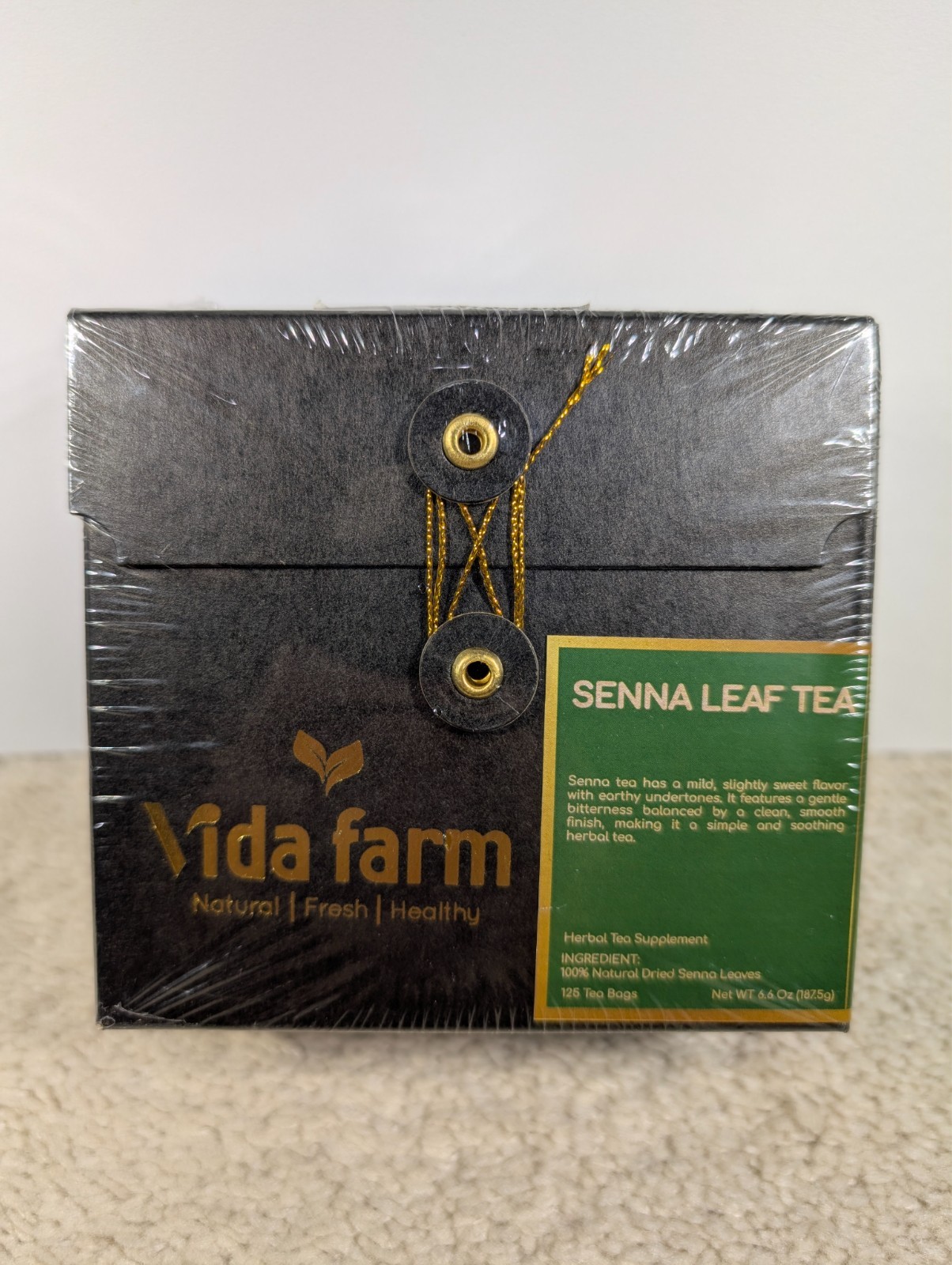 New Sealed Vida Farm Box - 125 Count Senna Leaf Tea Bags - EXP 8/30/2026 gallery