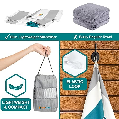 SUN CUBE Microfiber Beach Towel, Quick Dry Sand Free Beach Towel, Lightweight... gallery