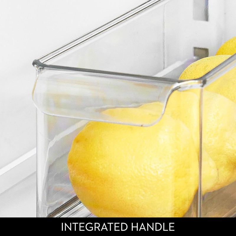 iDesign Stackable Fridge Storage Bin with Handle - 14.5" x 4" x 4", Clear gallery