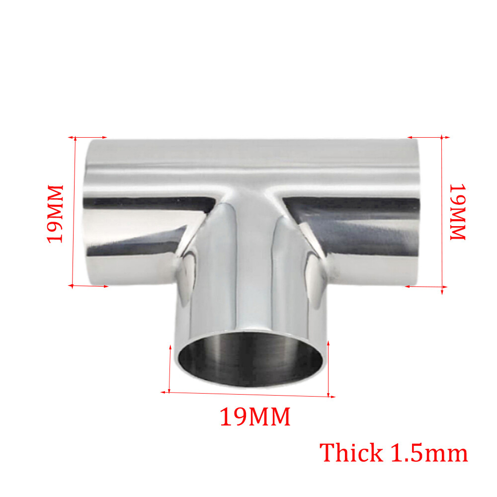 Stainless Steel Welded Equal Diameter Tee Exhaust T-Piece 19-159mm Pipe Fitting