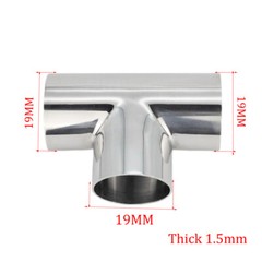 Stainless Steel Welded Equal Diameter Tee Exhaust T-Piece 19-159mm Pipe Fitting