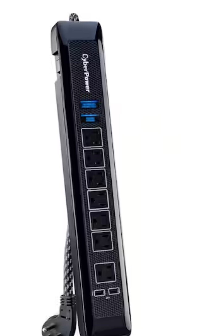 7-Outlet Surge Protector 6 Ft. Braided Cord USB gallery