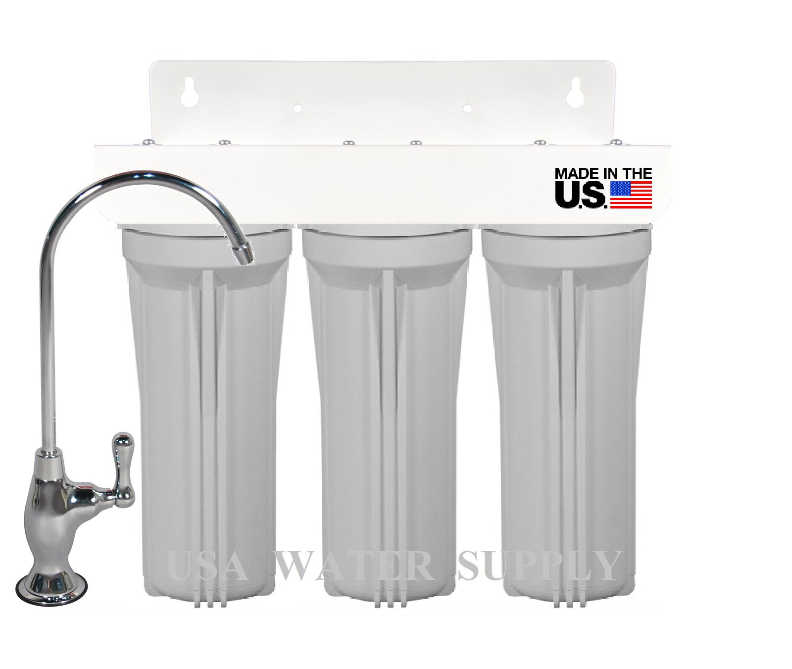 3 Stage Under Sink High Flow Drinking Water Purification System 0 Waste - White gallery