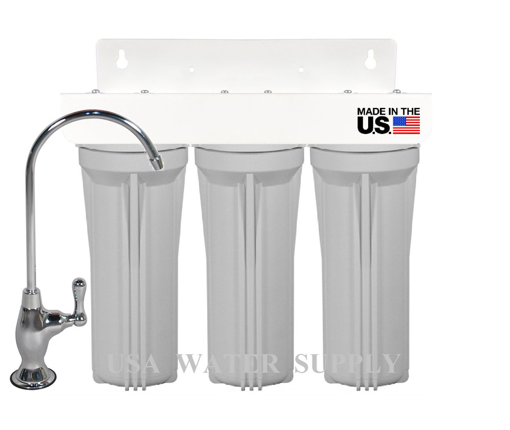 3 Stage Under Sink High Flow Drinking Water Purification System 0 Waste - White