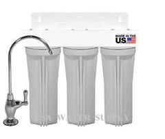 3 Stage Under Sink High Flow Drinking Water Purification System 0 Waste – White