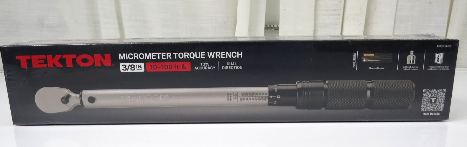 Tekton TRQ51402 3/8" Drive Micrometer Torque Wrench 10-100 Ft. Lbs. W/Case gallery