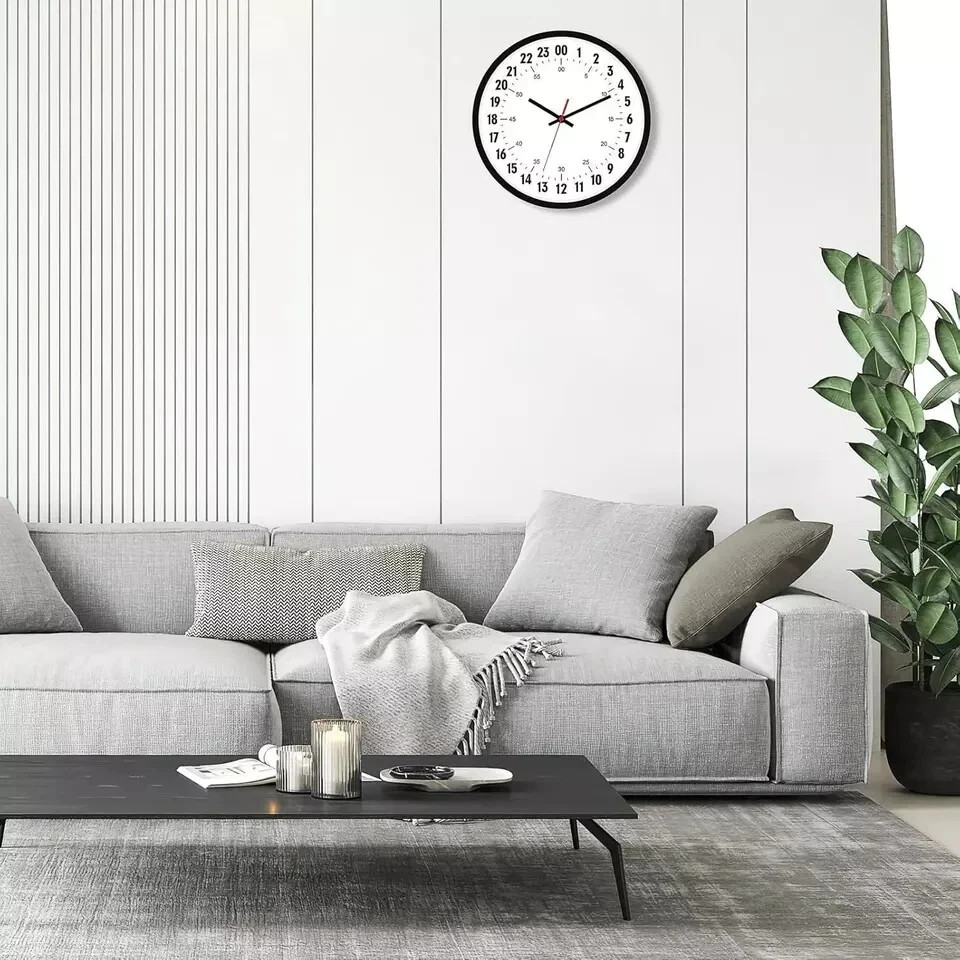 24 Hour Wall Clock 12 Inch Quartz Battery Operated Round Analog Wall Time gallery