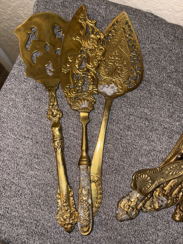9 Solid Brass Ornate Serving Utensils gallery