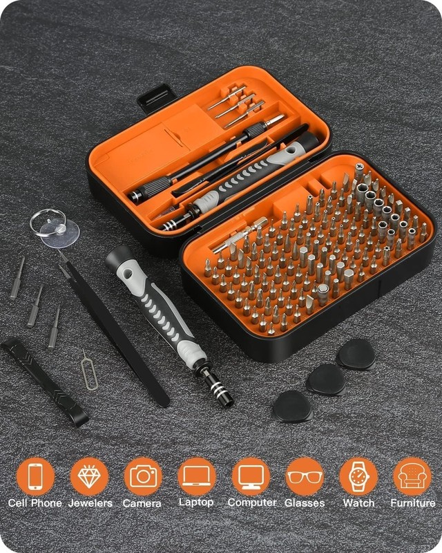 Precision Screwdriver Set 130 in 1 with 120 Bits Orange gallery