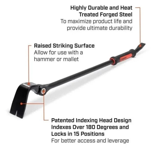 Crescent 30 Inch Indexing Pry Bar, Comfort Grip DB30X gallery