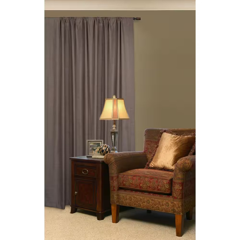 36 In. - 66 In. Adjustable Single Curtain Rod 3/4 In. Dia. in Matte Black with M gallery