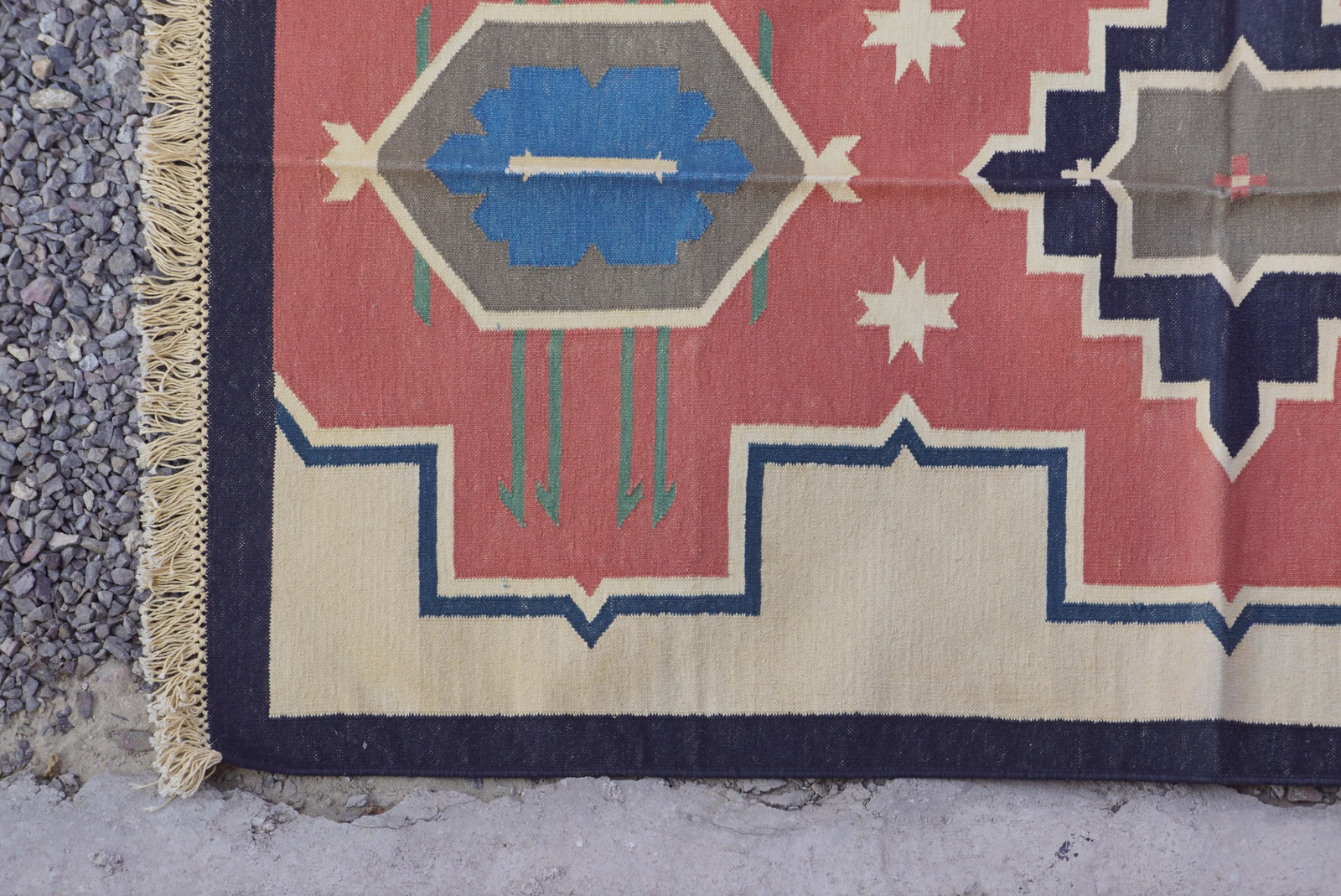 Rugmoda Cotton Southwestern Geometric 3x5 ft Blue Red Area Rug for Living Room gallery