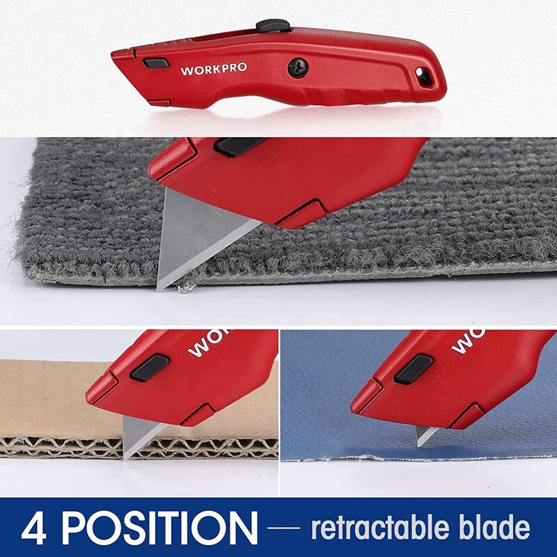 Retractable Premium Utility Knife Metal Heavy Duty Box Cutter w/10 Extra Blades gallery