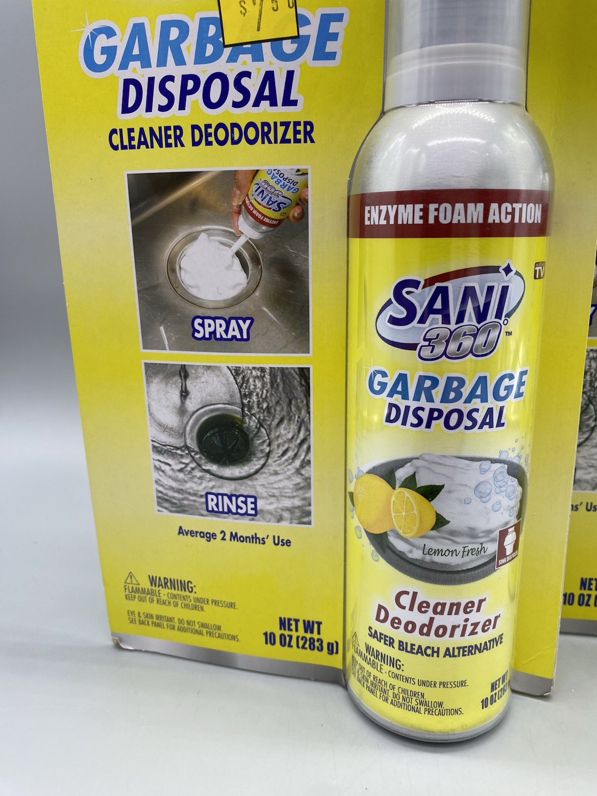 Sani 360 Garbage Disposal Cleaner Deodorizer 10oz | Lemon | As Seen on TV | x2 gallery