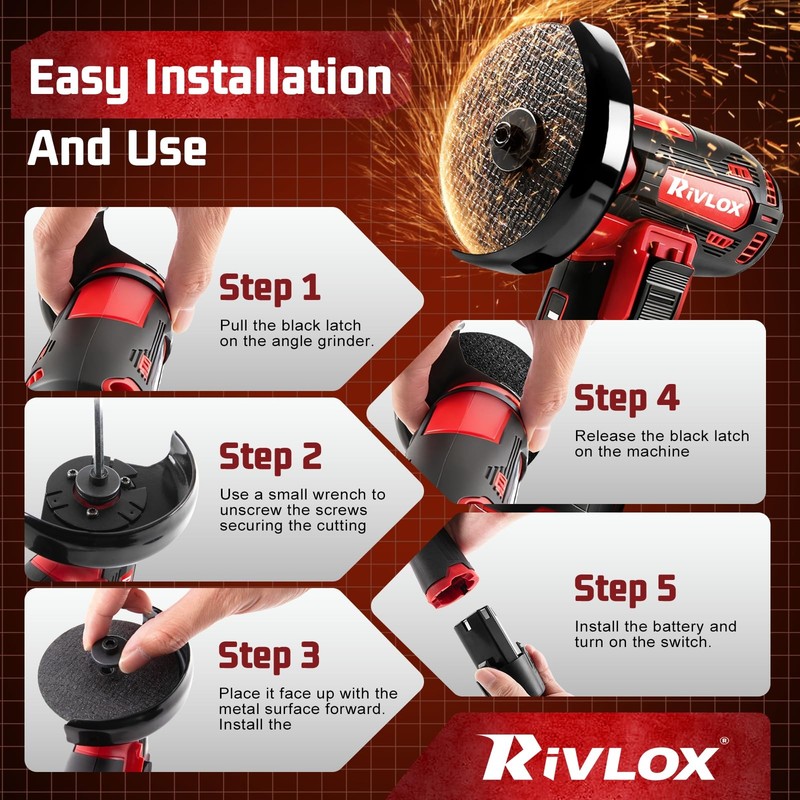Cordless Angle Grinder Kit, 3-inch Mini Angle Grinder Tool with 2Pcs 12V 1500mAh gallery