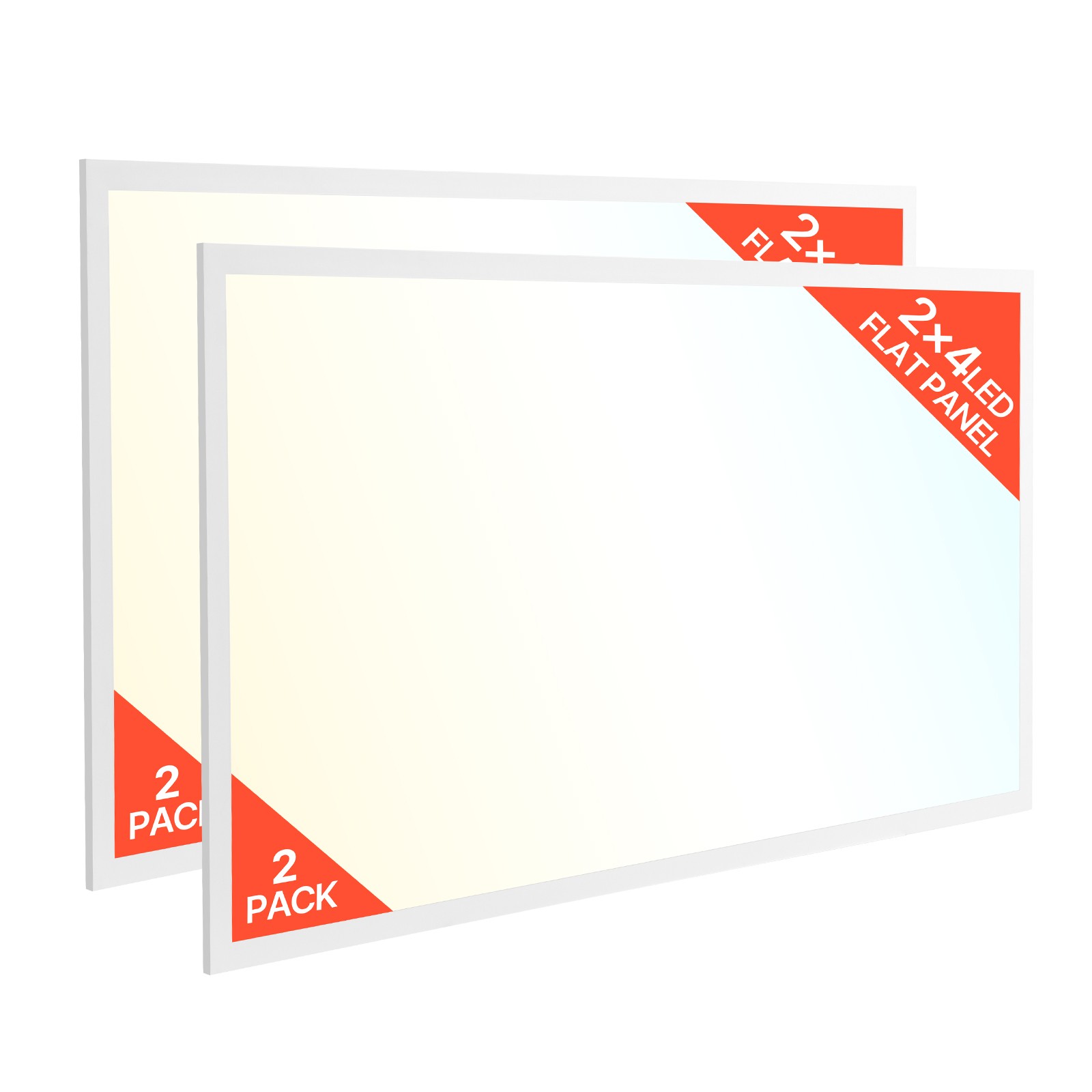VEVOR 2x4 FT LED Flat Panel Light 7800LM Ceiling Fixture 4000K/5000K/6000K 2 PCS gallery