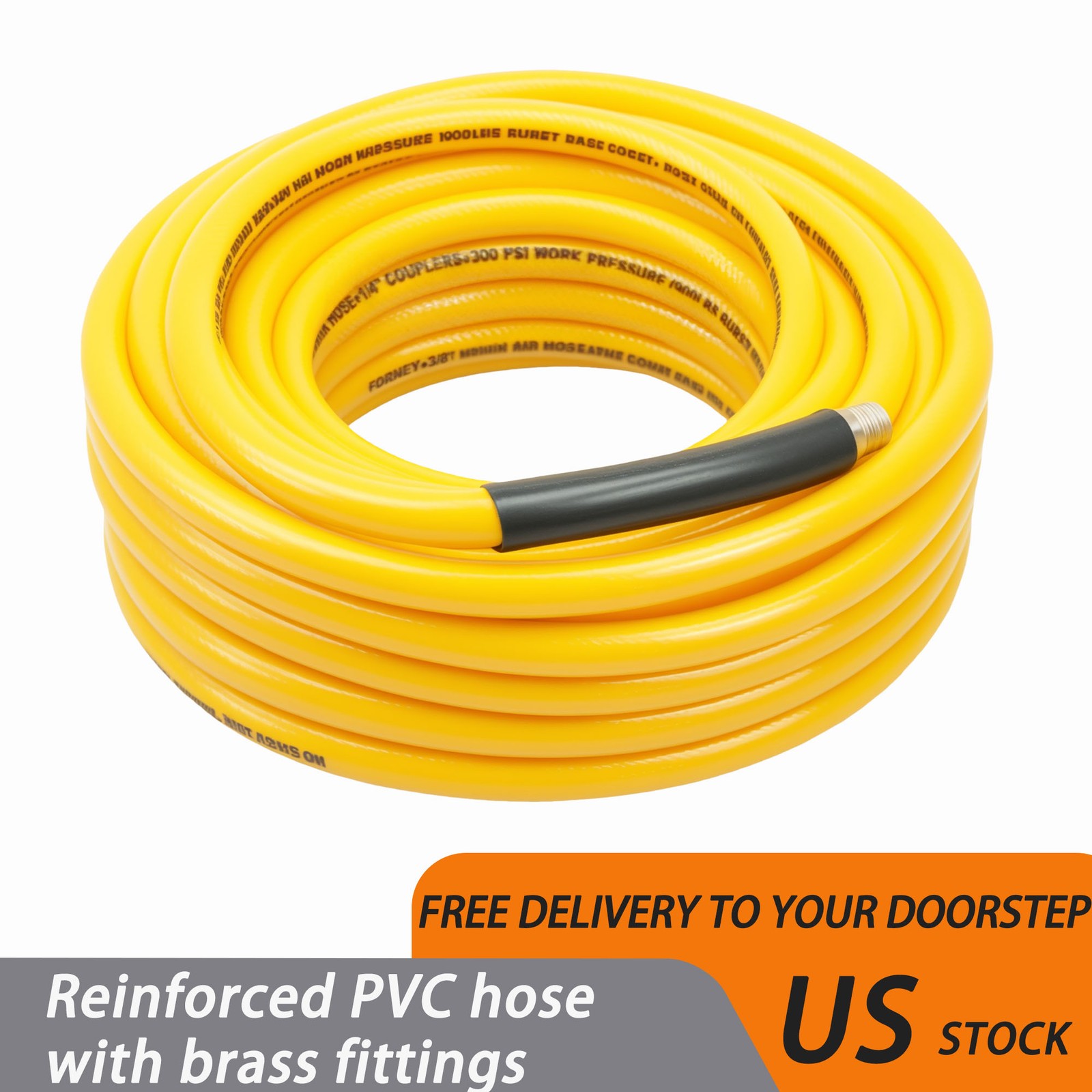 High-Quality 3/8 Inch × 50 ft Reinforced PVC Air Hose 50 Ft with Brass Fittings gallery