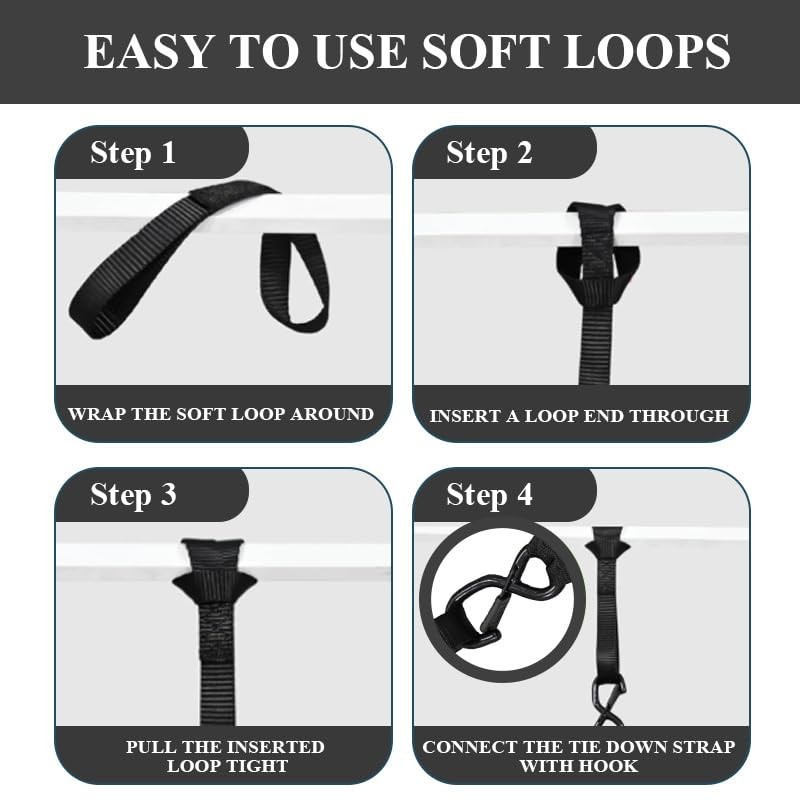 6 Pcs Soft Loop Tie Down Straps,22 Lbs Breaking Strength and 11 Lbs Load gallery
