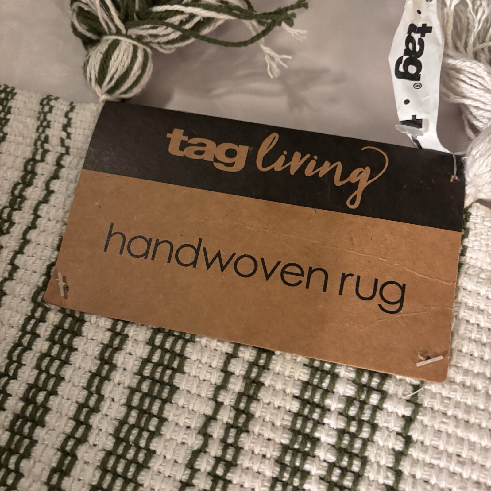 Cotton Polyester, Hand, Woven Machine Wash, Green And White Rug gallery