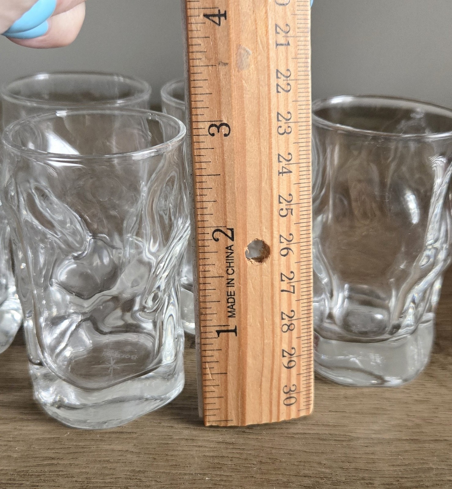 BORMIOLI ROCCO Sorgente Clear Irregular Dimples Set 5 Shot Glasses 2.25 oz Italy gallery