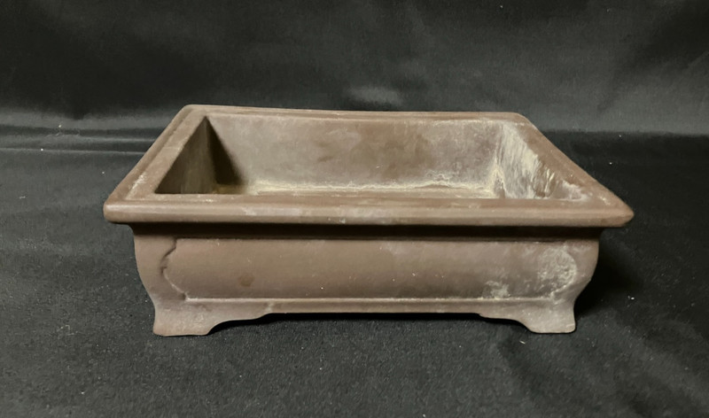 Japanese Bonsai Pot Rectangular Unglazed Brown Medium Signed Vintage gallery