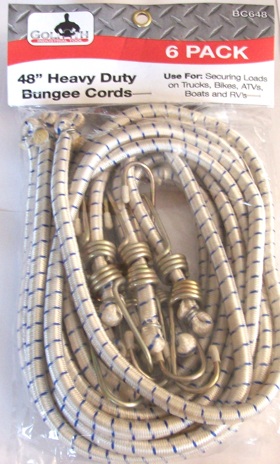 6 GOLIATH INDUSTRIAL 48" BUNGEE CORDS HEAVY DUTY TIE DOWN STRAPS BC648 SHOCK gallery