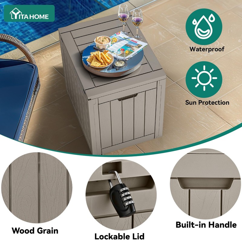 Deck Boxes 30 Gallon 2 Pack Waterproof Outdoor Storage Taupe YITAHOME Cushions gallery