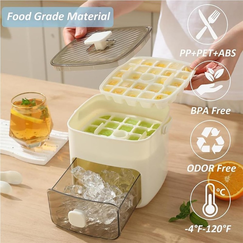 48 Cube Handled Double Layer Ice Maker Box w/ Press Lid for Freezer&DIY Beverage gallery