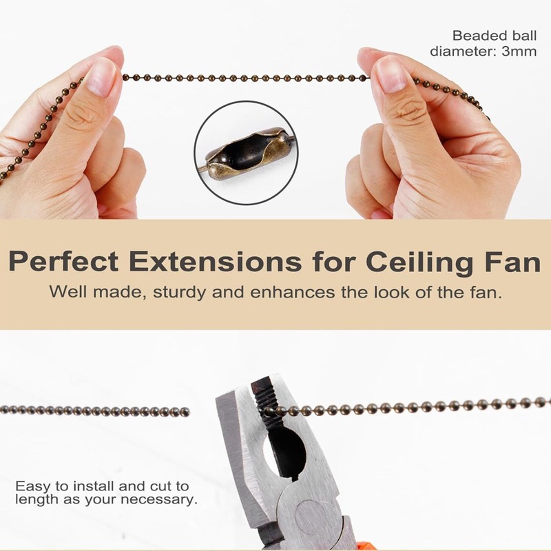Bronze Ceiling Fan Pull Chain Set, Decorative Fan Pull Chain Pendant Extension gallery