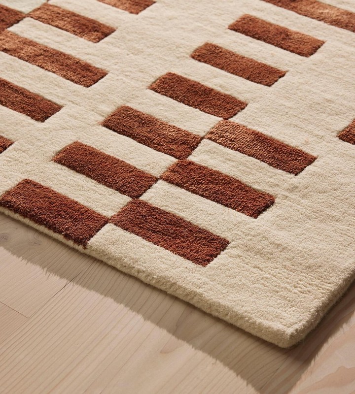 Hand-Tufted Rust Wool Area Rug Handmade Luxury Carpet for Bedroom Home Decor gallery