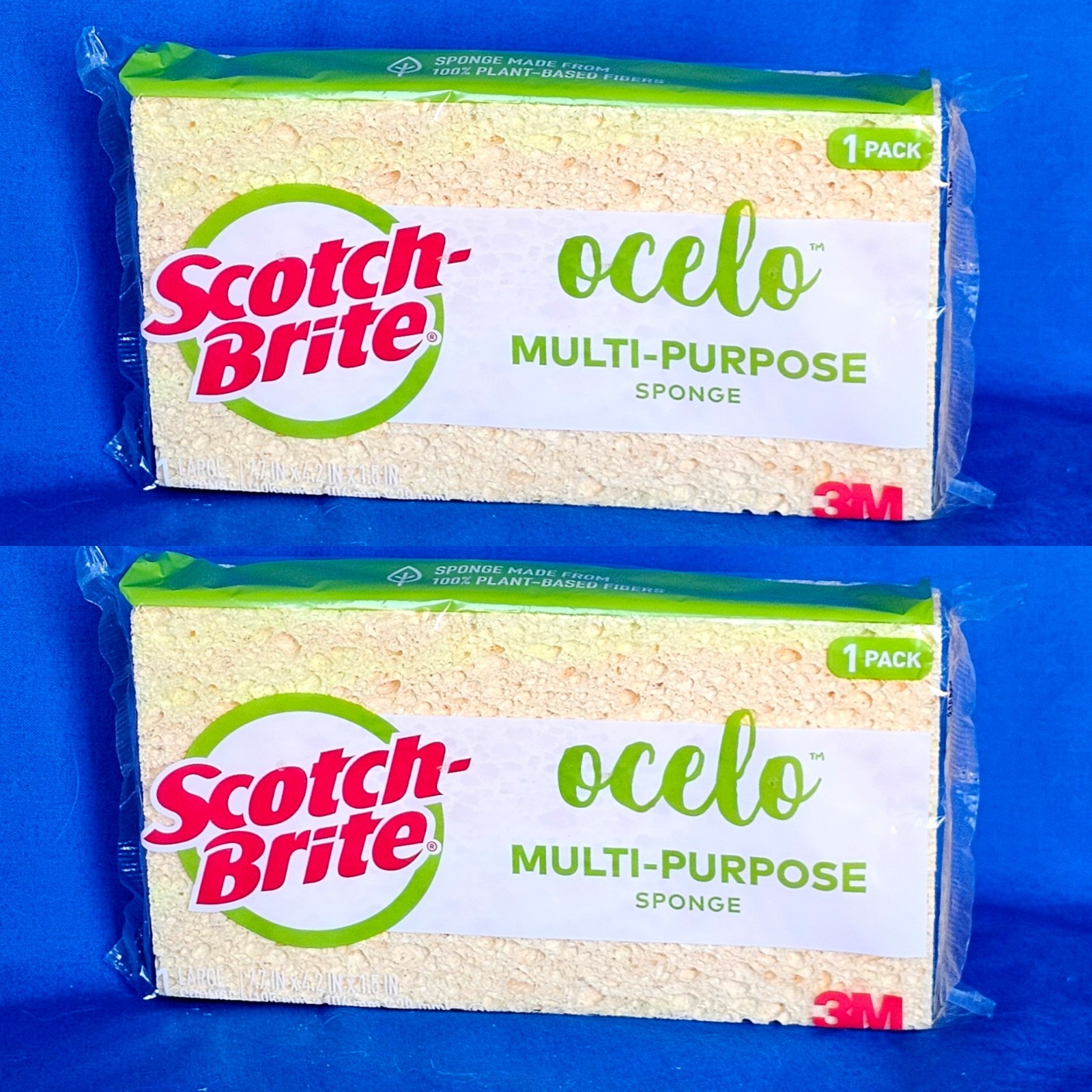 LARGE Scotch-Brite 3M Ocelo Multi-Purpose Sponge NEW (2 Packs) RARE Sealed gallery