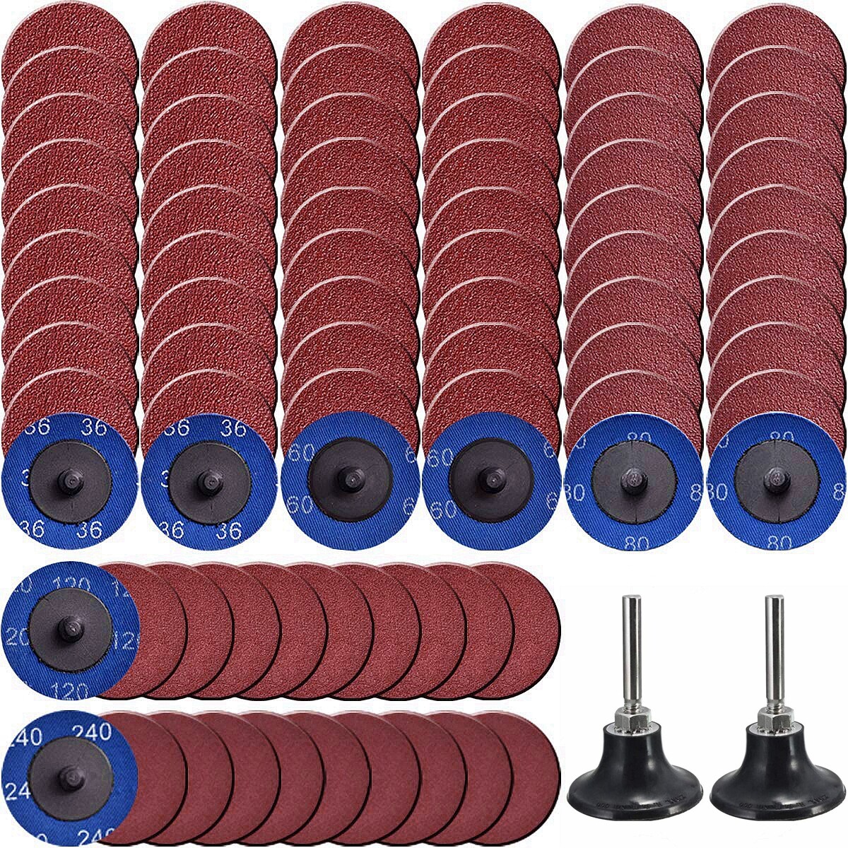 2 inch Roll Lock Quick Change Sanding Grinding Discs w/ Holder 36 80 120 Grit gallery