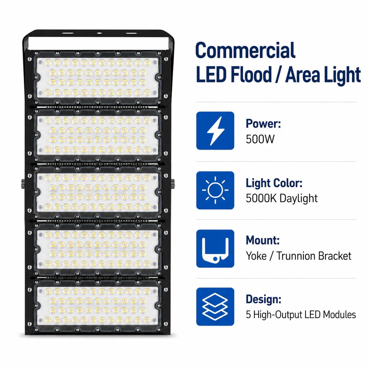500W LED Flood Light 5000K Commercial Outdoor Area Parking Lot Light gallery