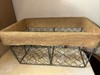 Burlap & Metal Chicken Wire Basket 11” X 8” X 6” Farmhouse Decor 3A gallery