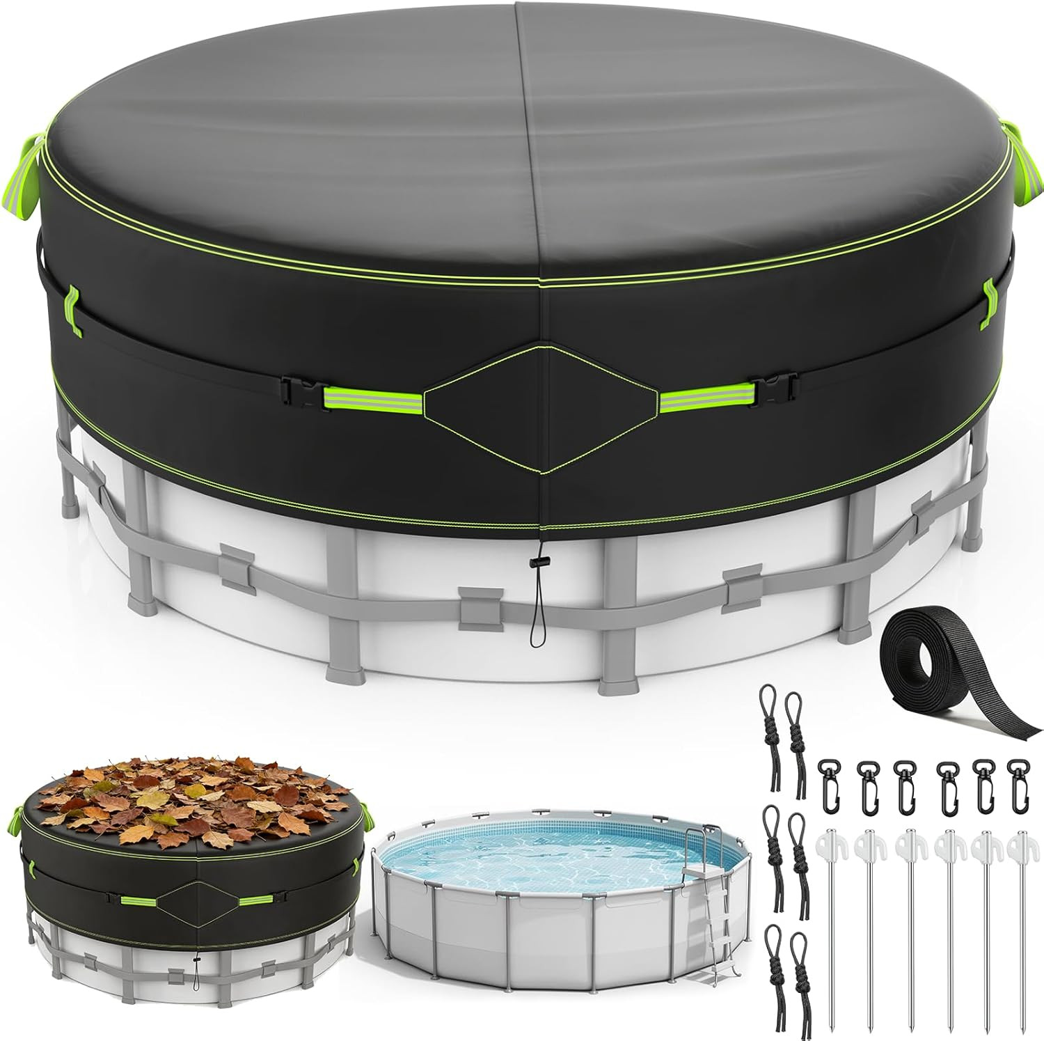 12Ft round Pool Cover for above Ground Pools, Safety Solar Pool Covers with Refl gallery