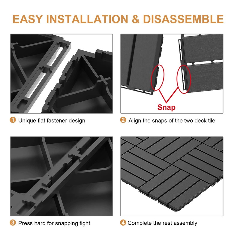 Goovilla Plastic Interlocking Deck Tiles, 9 Pack , 12x12 Waterproof Outdoor Floo gallery